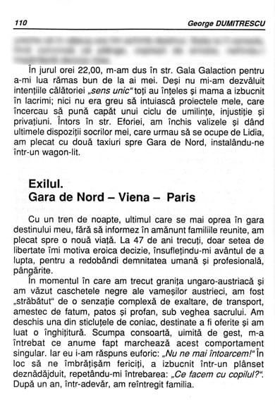 Exilul - Gara de Nord-Viena-Paris, pg 110
