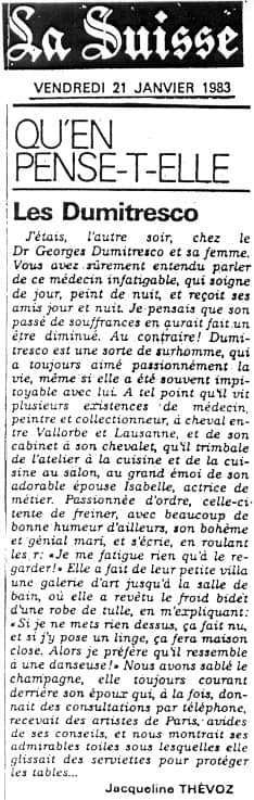 Les Dumitresco by Jacqueline Thévoz
