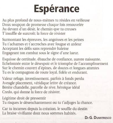 Espérance - poésie de Georges Dumitresco