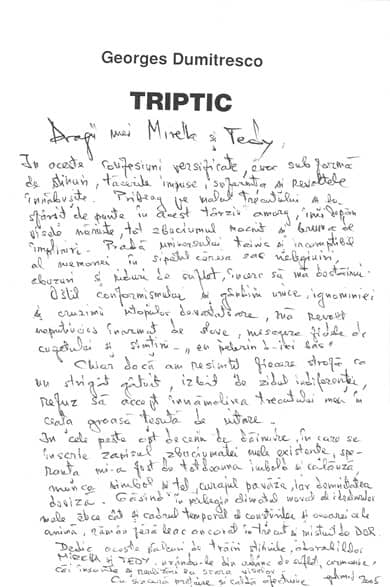Letter to Mirela and Tedy